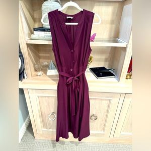 100% silk midi length plum dress